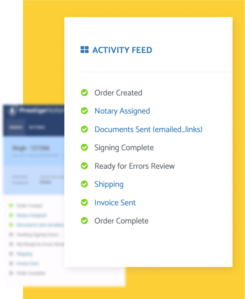 a screenshot of the mobile app for Prestige Notaries.