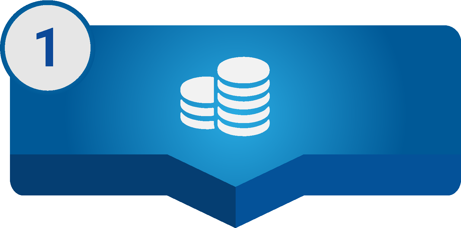 icon of coins stacked with the number 1